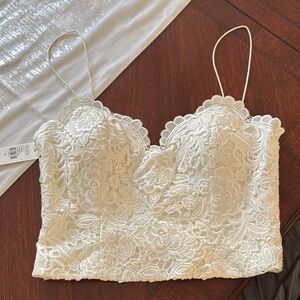 Anthropologie Cream Lace Top